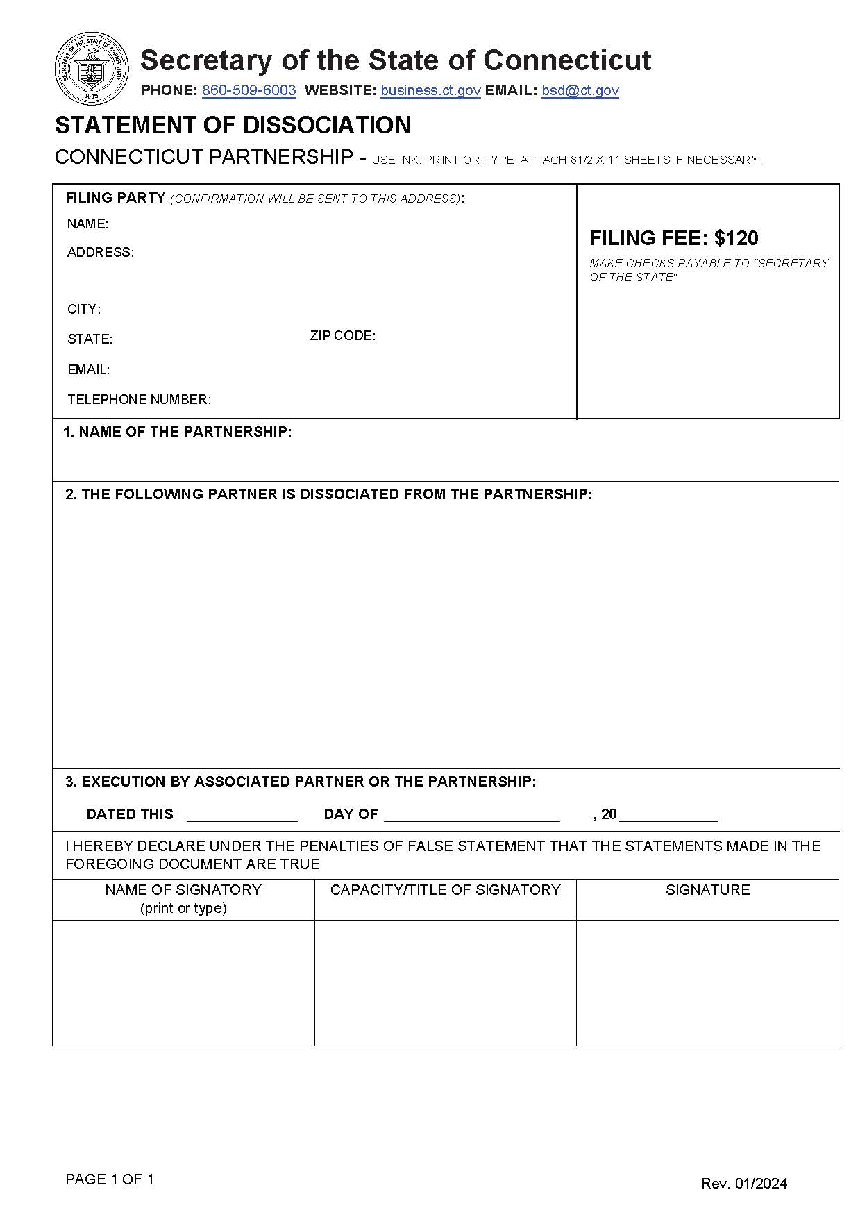 Statement Of Dissociation | Pdf Fpdf Doc Docx | Connecticut