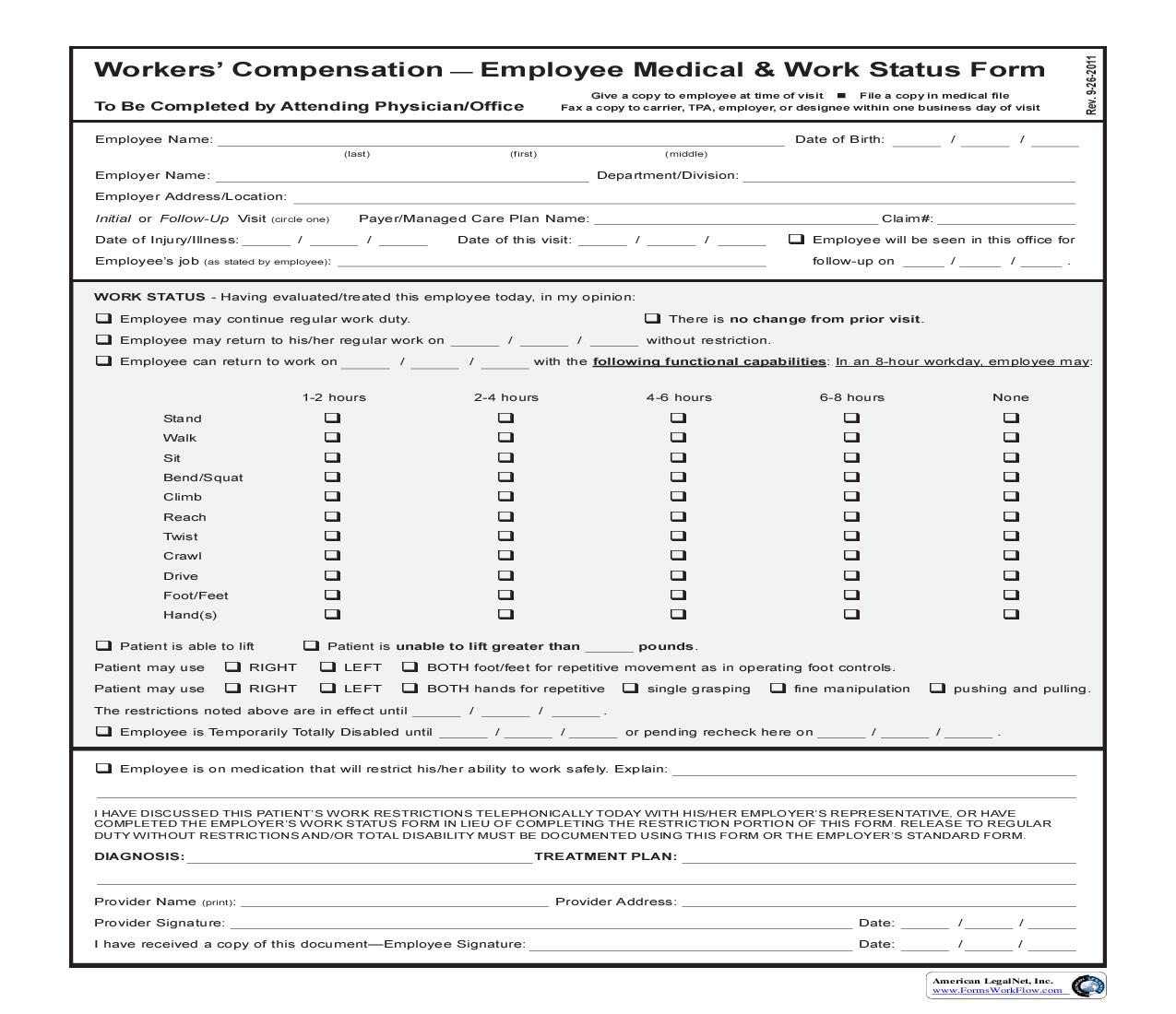 Employee Medical And Work Status Form | Pdf Fpdf Doc Docx | Connecticut