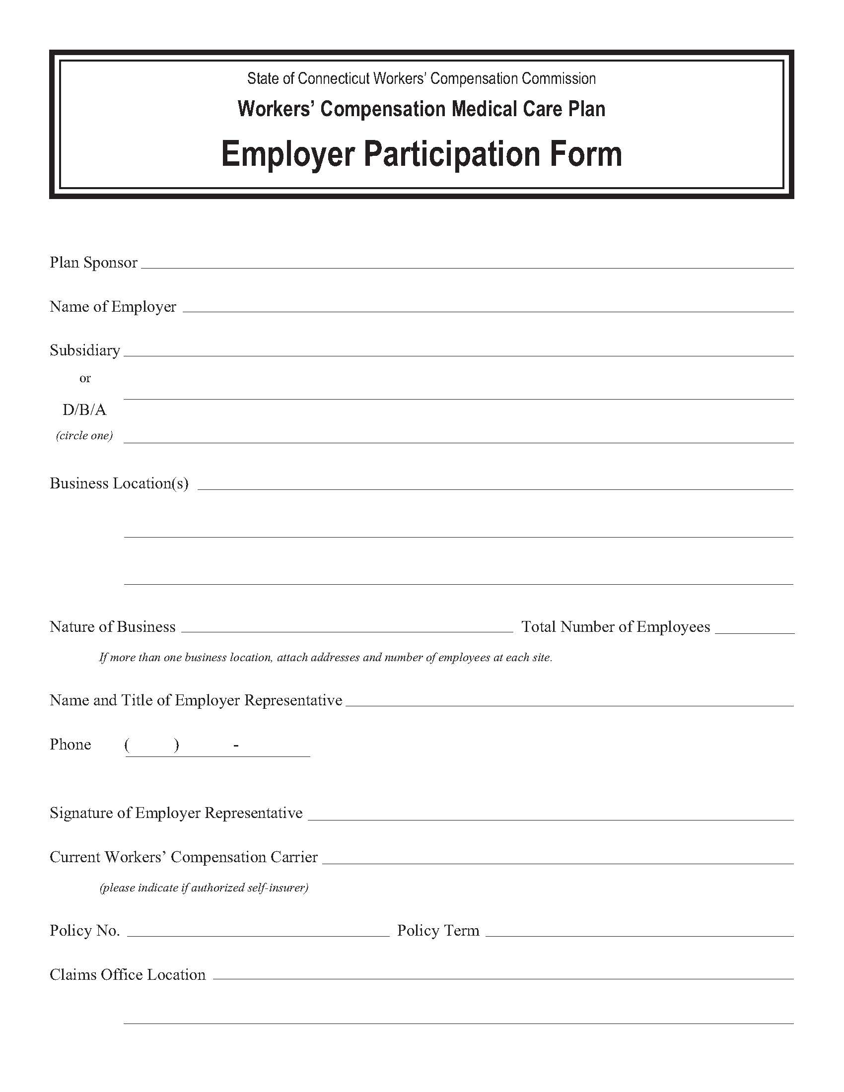 Employer Participation Form | Pdf Fpdf Doc Docx | Connecticut