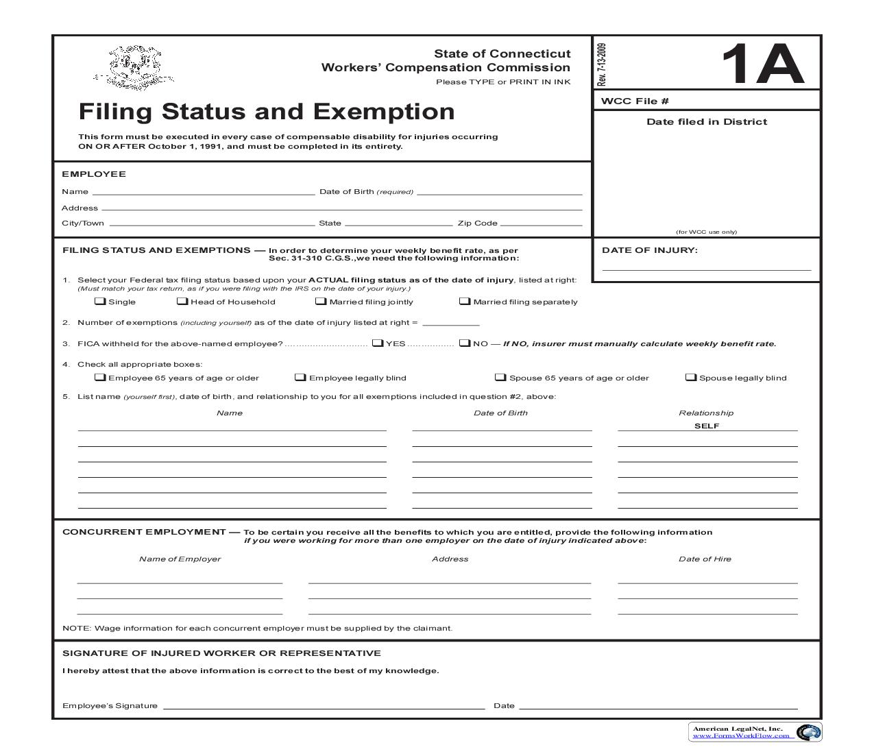 Filing Status And Exemption Form {1A} | Pdf Fpdf Doc Docx | Connecticut