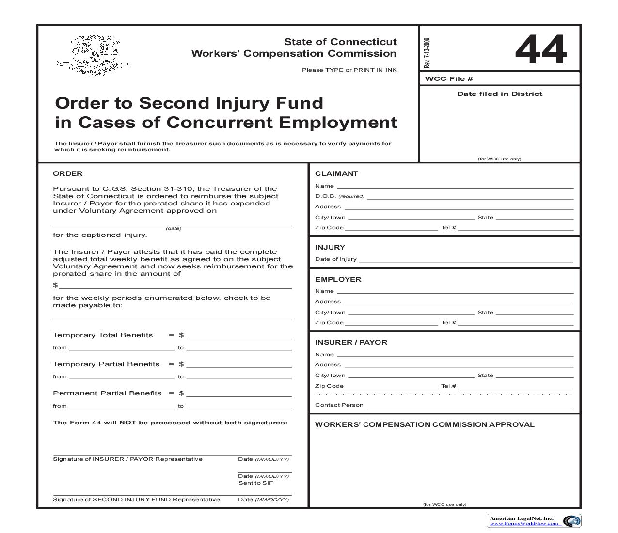Order To Second Injury Fund In Cases Of Concurrent Employment {44} | Pdf Fpdf Doc Docx | Connecticut
