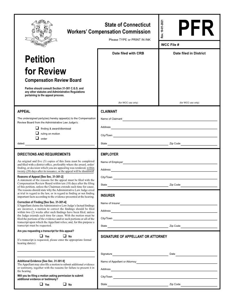 Petition For Review {PFR} | Pdf Fpdf Doc Docx | Connecticut