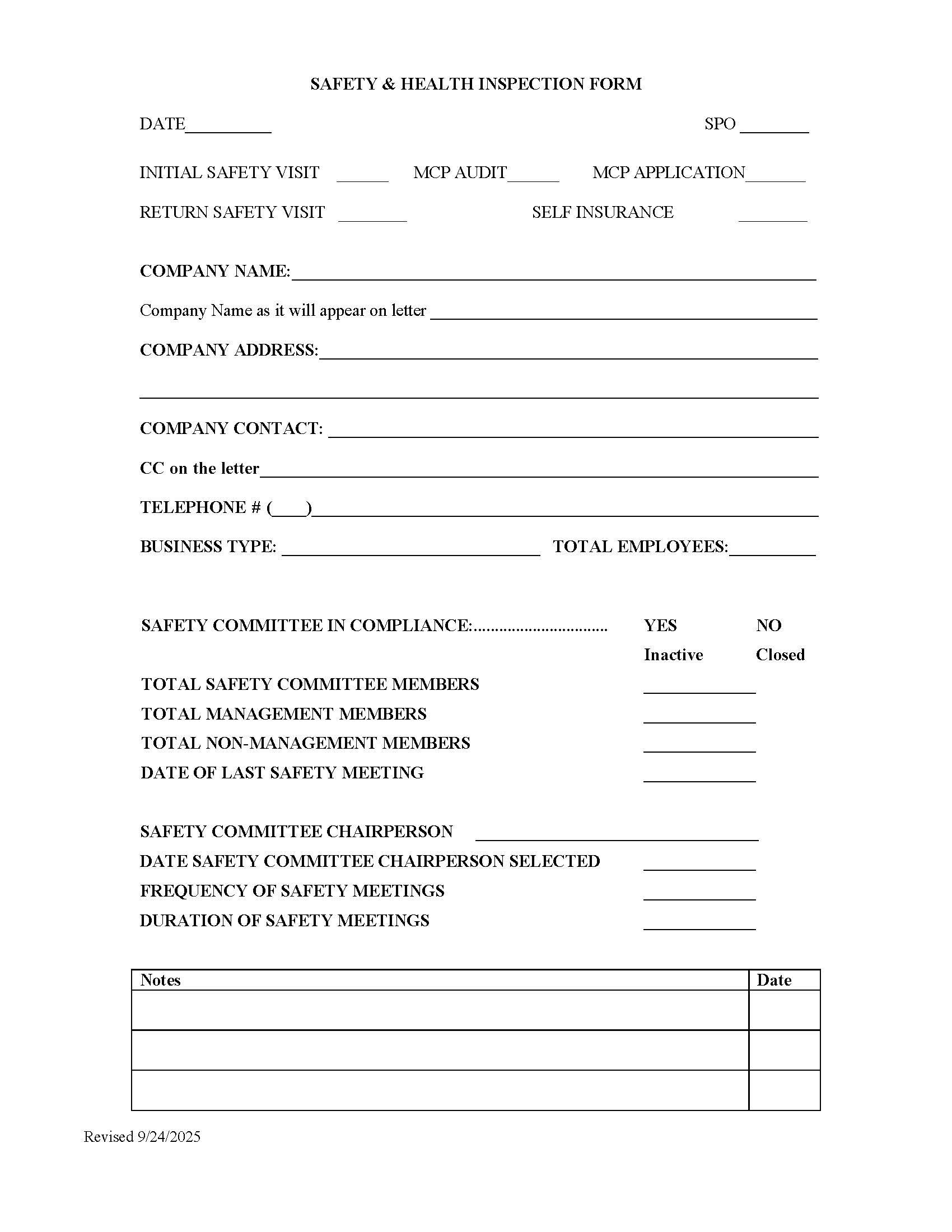 Safety And Health Inspection Form | Pdf Fpdf Doc Docx | Connecticut