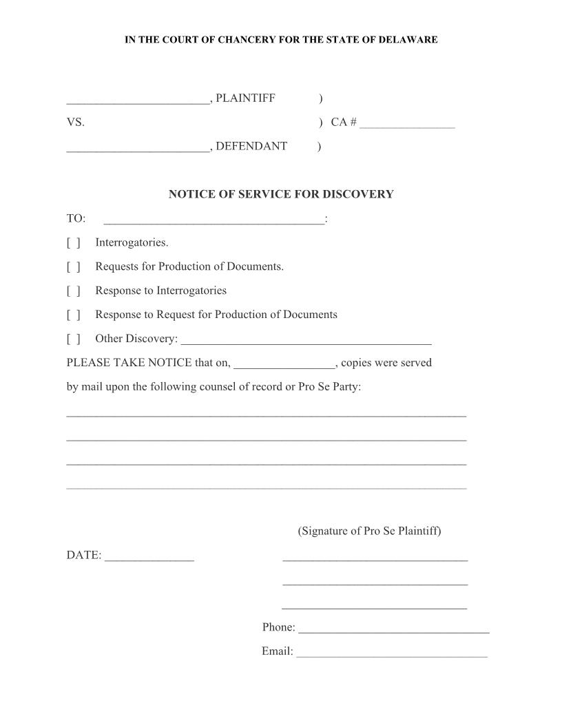 CA Pro Se Notice Of Discovery {CA PRO SE NT} | Pdf Fpdf Docx | Delaware