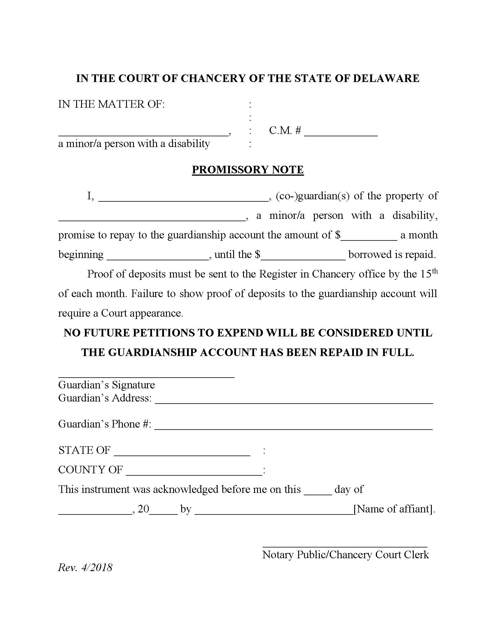 Promissory Note {CM111} | Pdf Fpdf Docx | Delaware