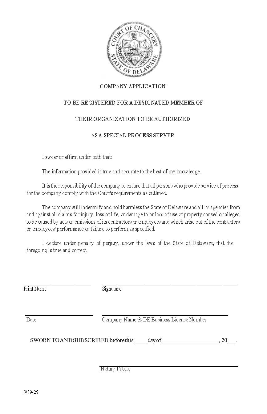 Special Process Server Requirements And Application {CA SPS Ap} | Pdf Fpdf Doc Docx | Delaware