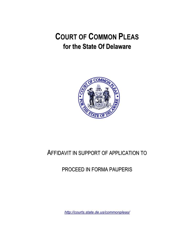 Affidavit In Support Of Application To Proceed In Forma Pauperis | Pdf Fpdf Doc Docx | Delaware