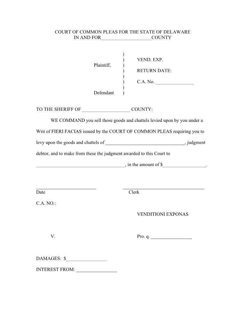 Court Approved Venditioni Exponas | Pdf Fpdf Docx | Delaware