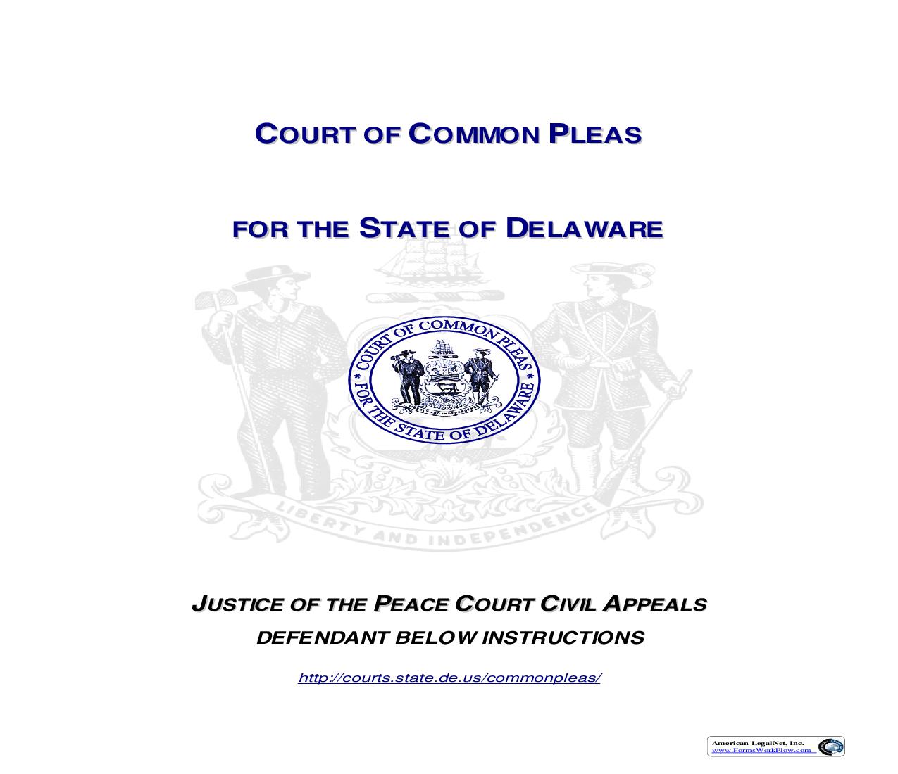 Justice Of The Peace Court Civil Appeals Defendant Below Instructions | Pdf Fpdf Doc Docx | Delaware