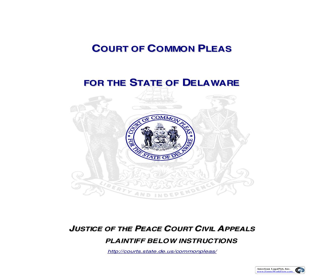 Justice Of The Peace Court Civil Appeals Plaintiff Below Instructions | Pdf Fpdf Doc Docx | Delaware