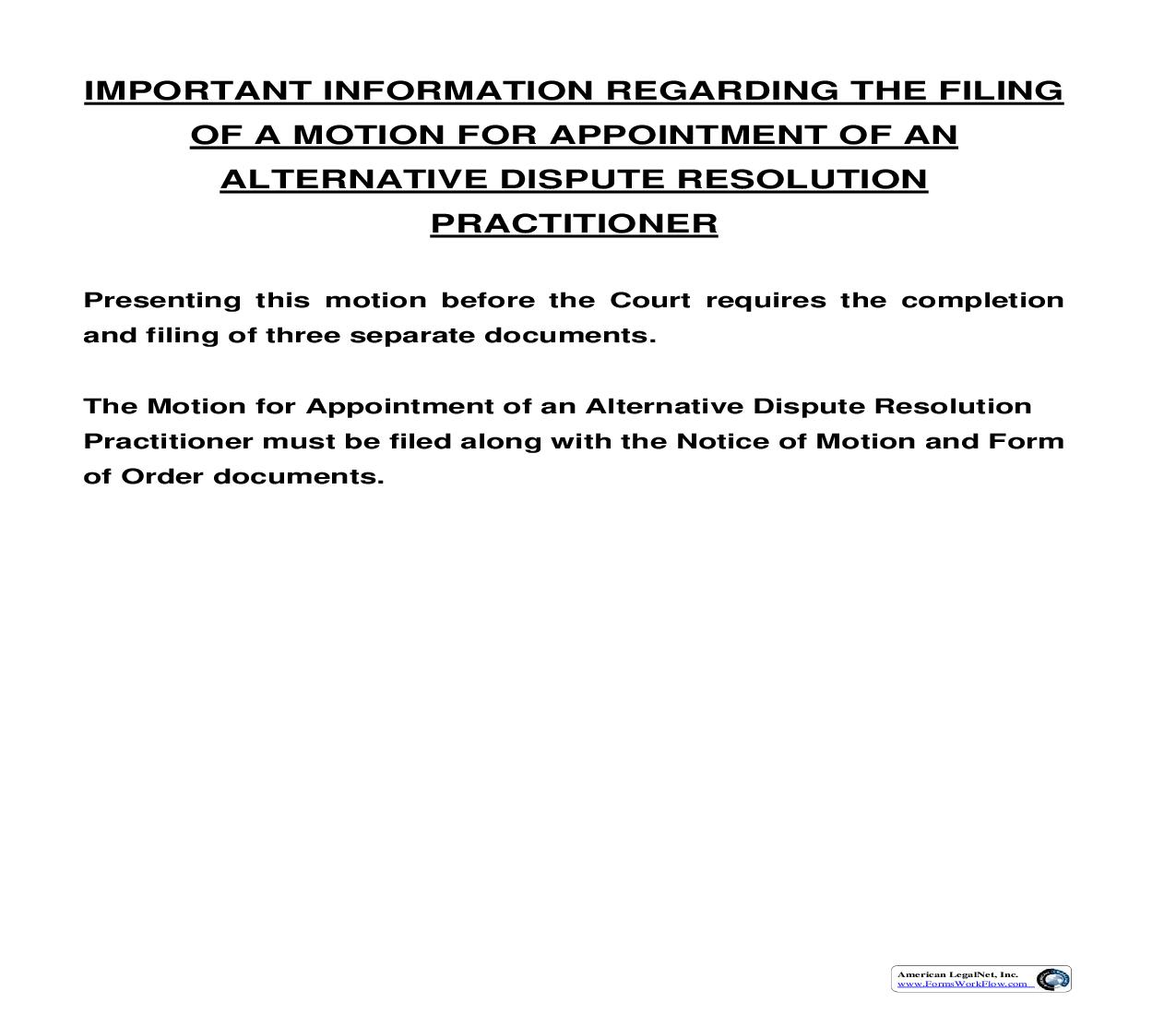 ADR Practitioner Motion Packet {98P} | Pdf Fpdf Doc Docx | Delaware