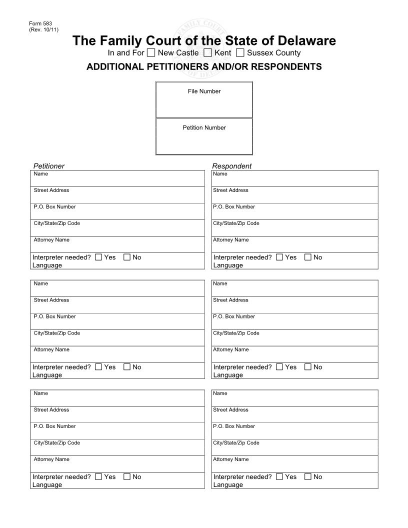 Additional Petitioners And-Or Respondents {583} | Pdf Fpdf Docx | Delaware