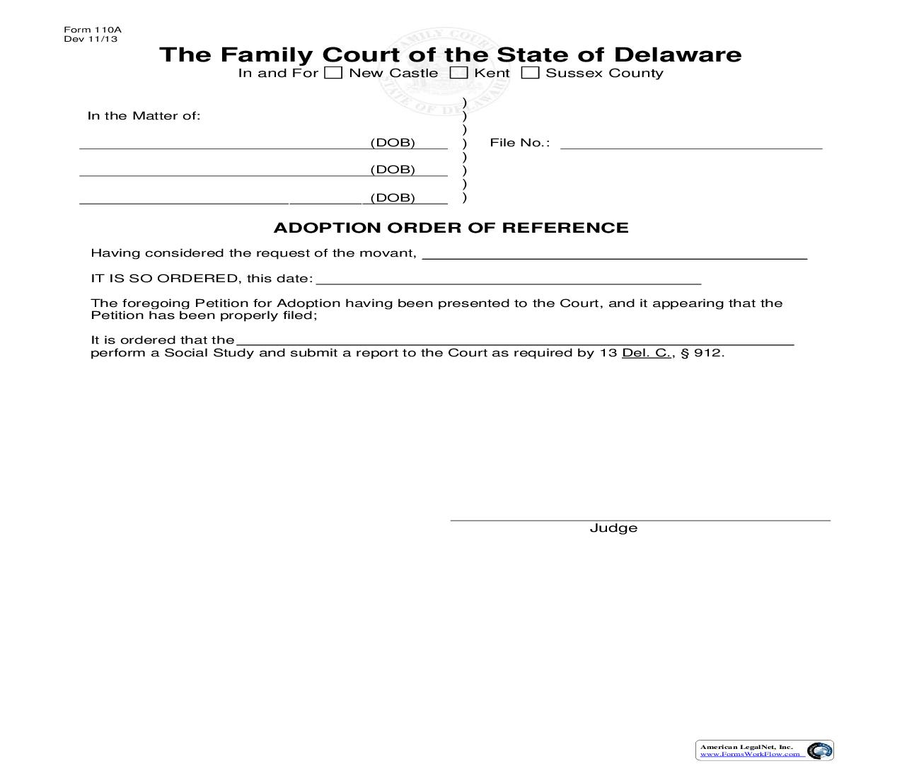 Adoption Order Of Reference {110A} | Pdf Fpdf Doc Docx | Delaware