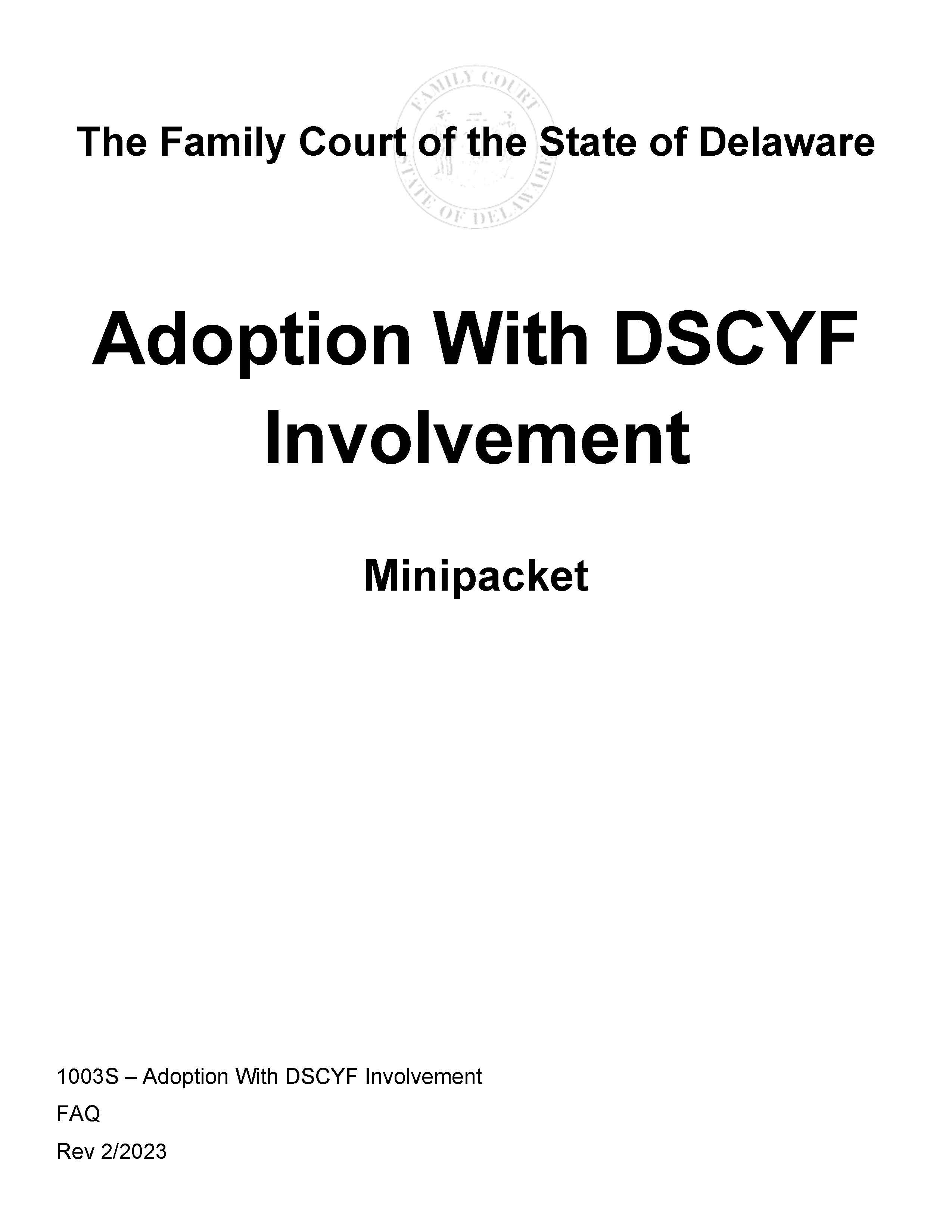 Adoption With DSCYF Minipacket {1003S} | Pdf Fpdf Docx | Delaware