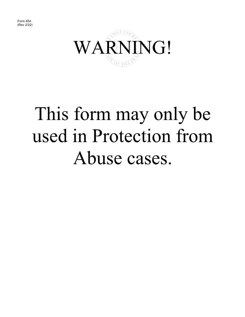 Affidavit For (PFA) Emergency Ex Parte Order {654} | Pdf Fpdf Docx | Delaware