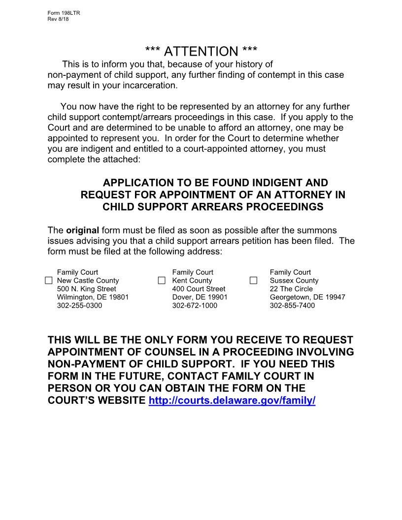 Application (Packet) To Be Found Indigent {198LTR 198A} | Pdf Fpdf Docx | Delaware
