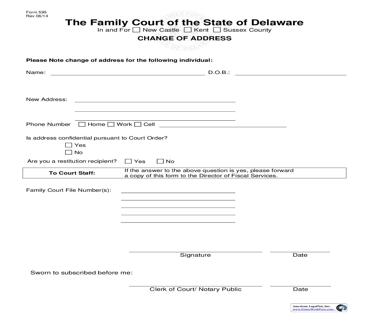 Change Of Address {595} | Pdf Fpdf Doc Docx | Delaware