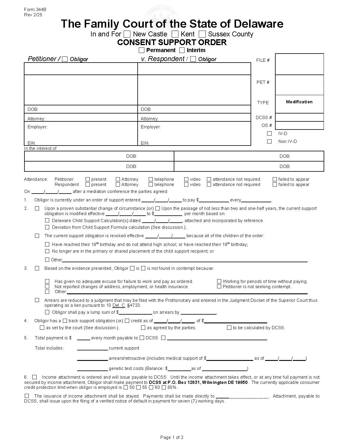 Consent Order-Mod-Arrears {344B} | Pdf Fpdf Docx | Delaware
