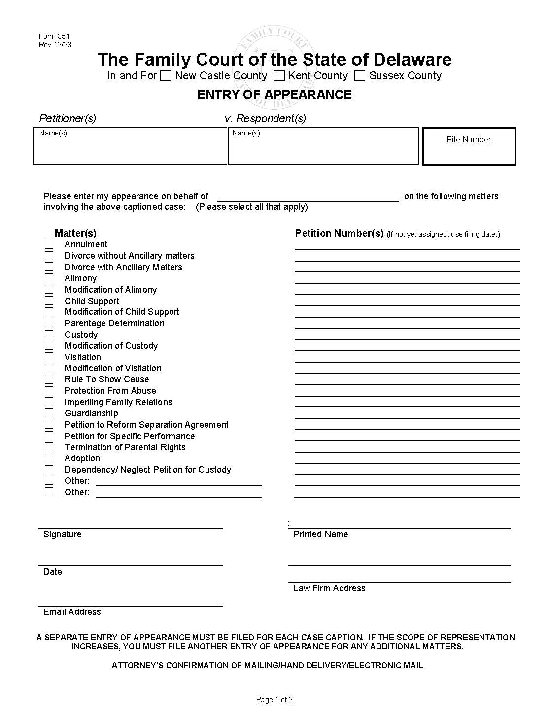 Entry Of Appearance {354} | Pdf Fpdf Doc Docx | Delaware