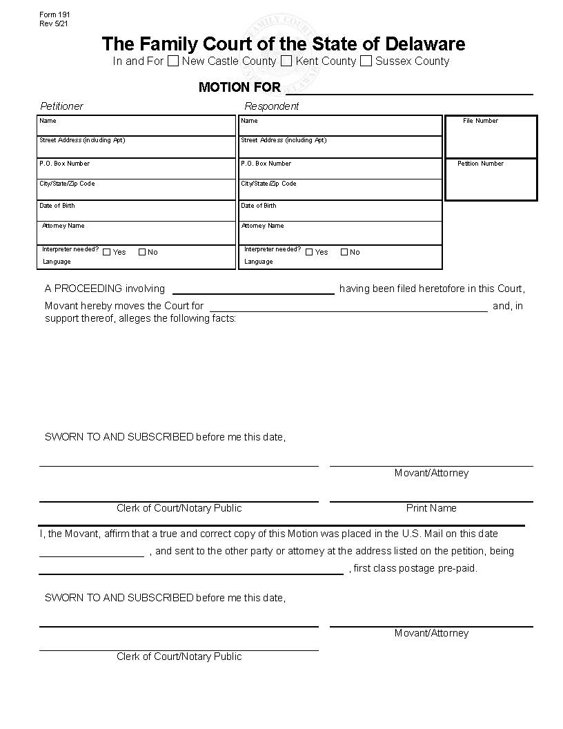 Generic Motion Packet {191} | Pdf Fpdf Docx | Delaware