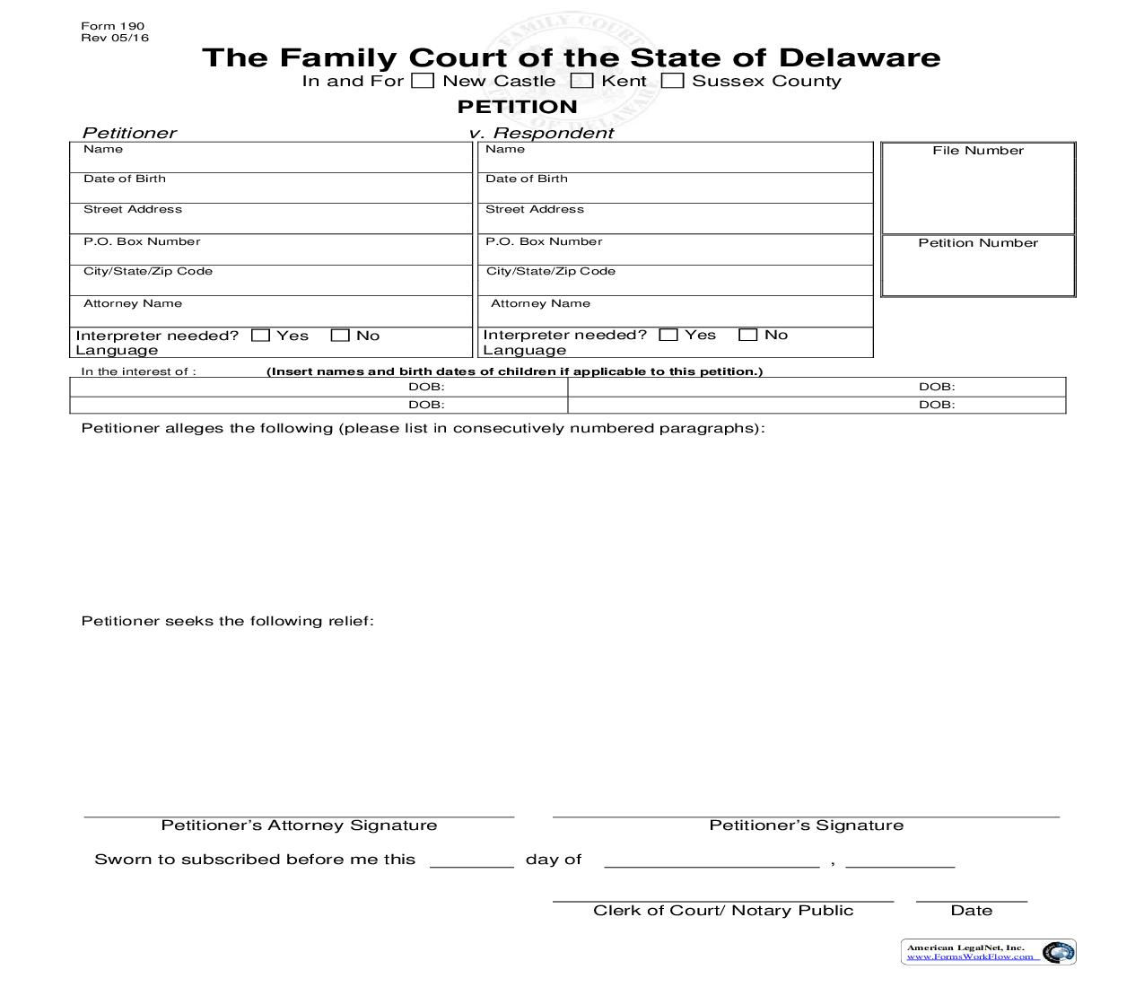 Petition (Generic) {190} | Pdf Fpdf Doc Docx | Delaware