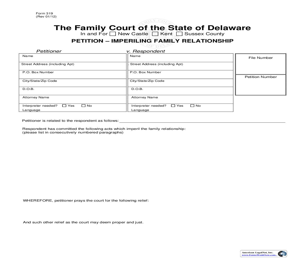 Petition-Imperling Family Relationships {319} | Pdf Fpdf Doc Docx | Delaware