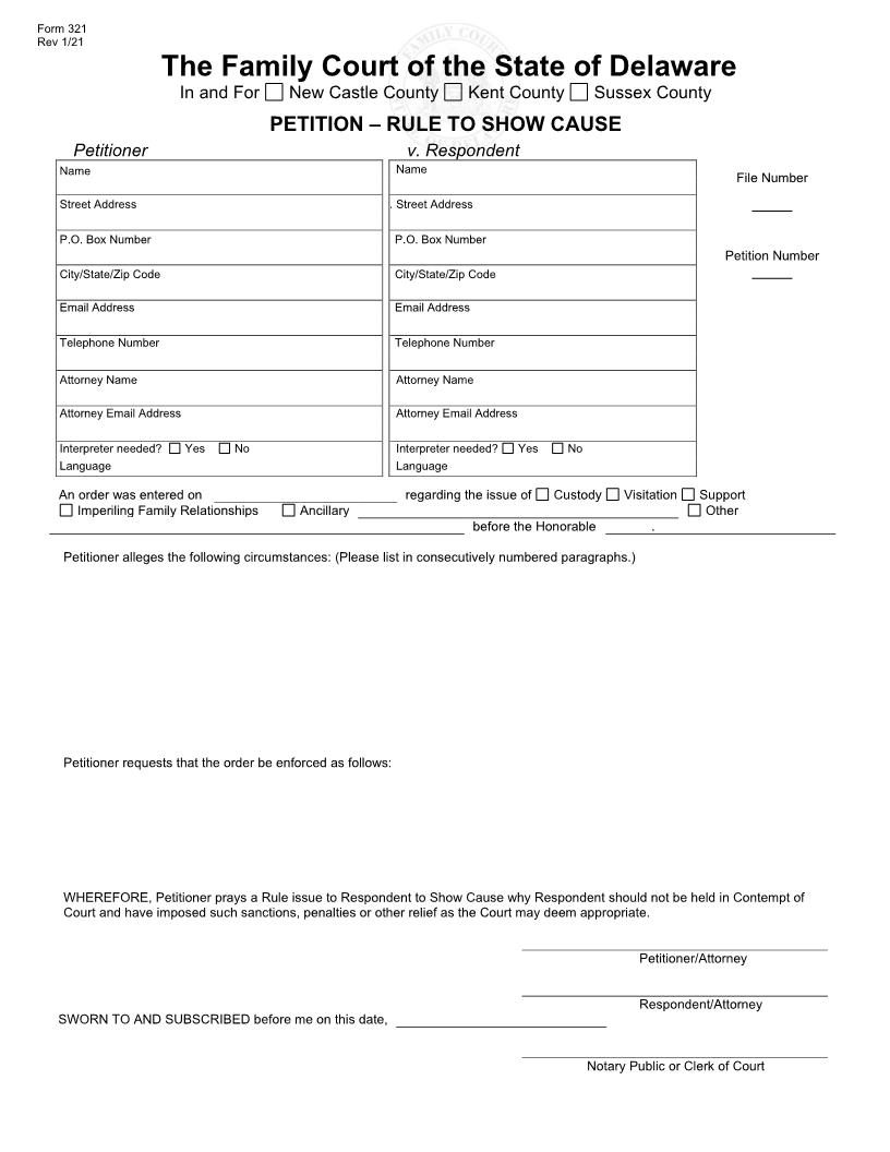 Petition-Rule To Show Cause {321} | Pdf Fpdf Doc Docx | Delaware