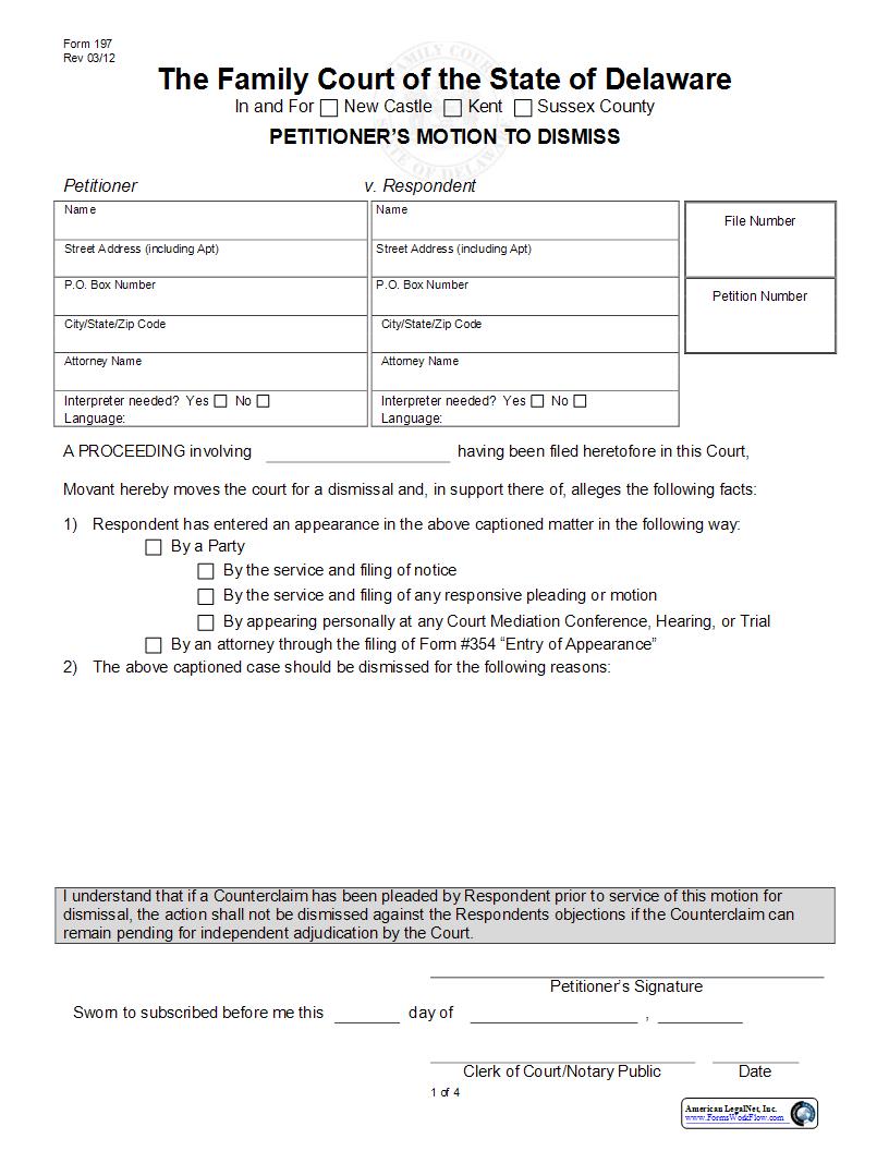 Petitioners Motion For Dismissal {197} | Pdf Fpdf Doc Docx | Delaware