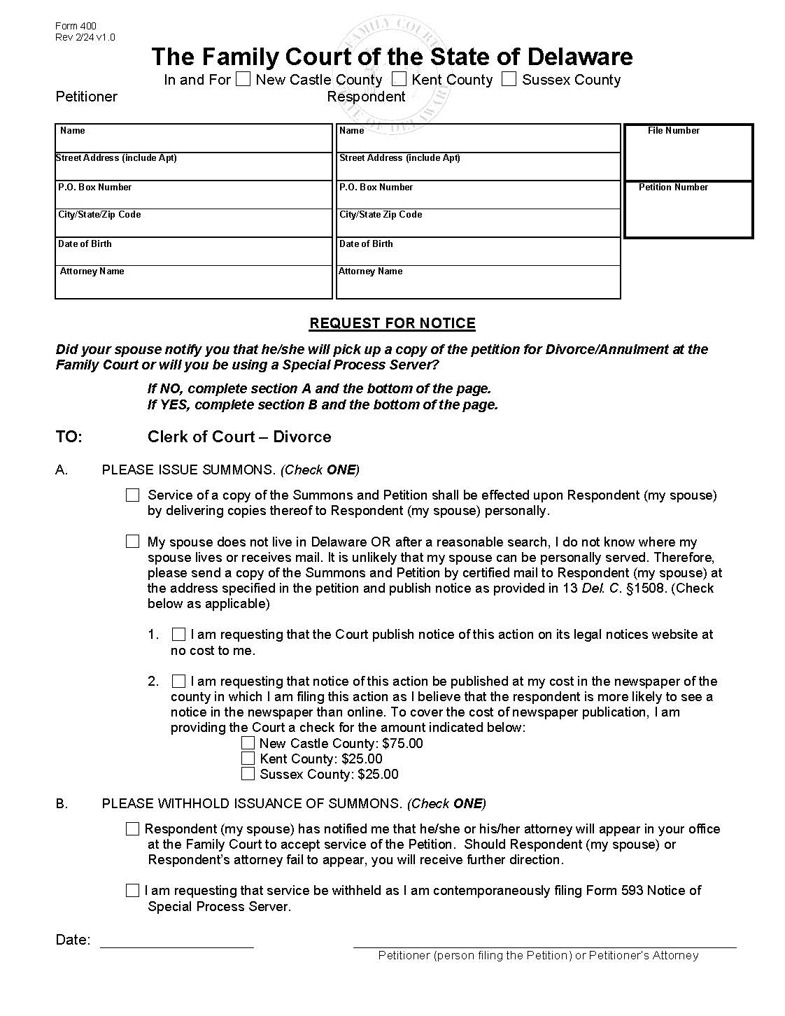 Request For Notice {400} | Pdf Fpdf Doc Docx | Delaware