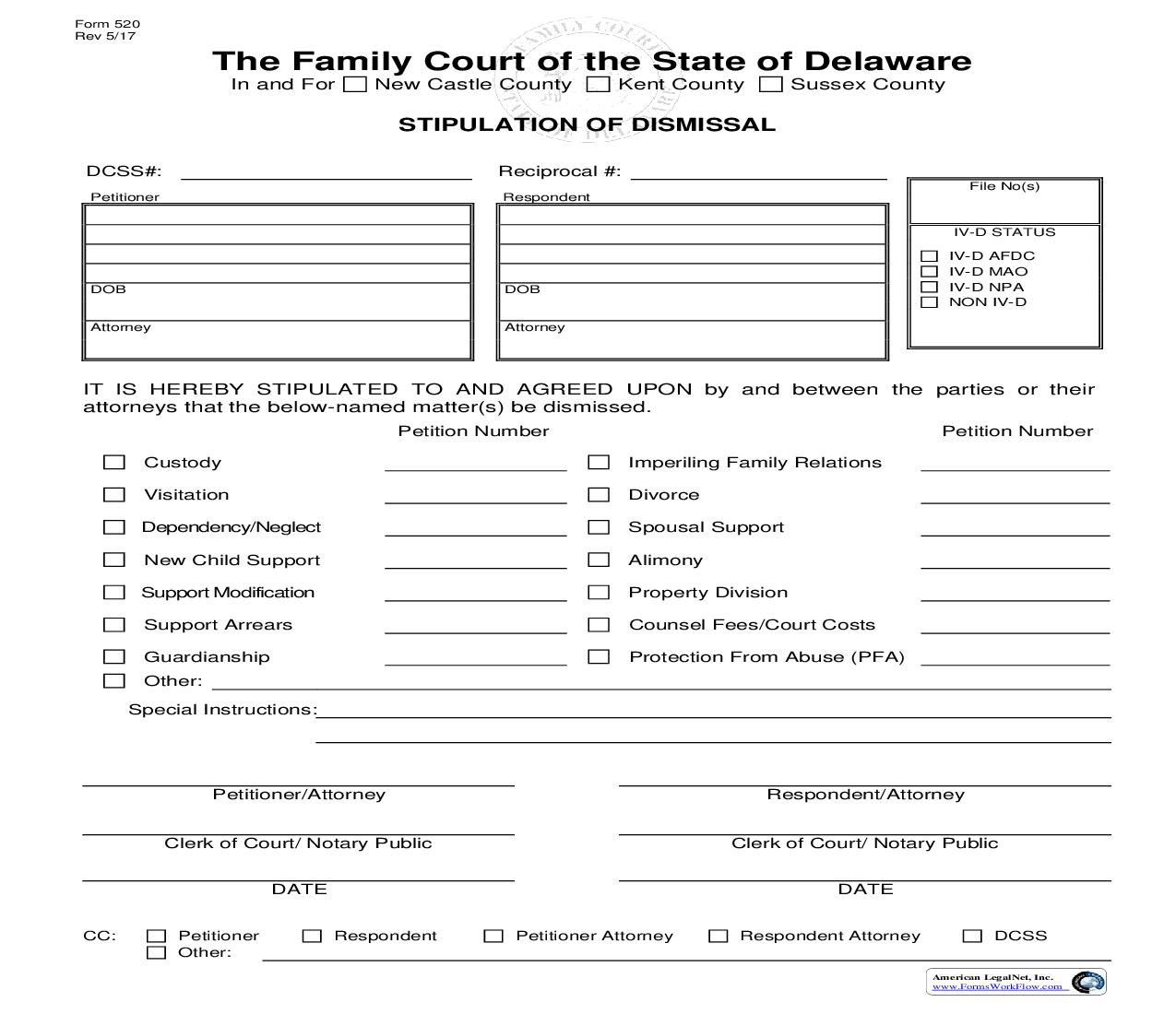 Stipulation Of Dismissal {520} | Pdf Fpdf Doc Docx | Delaware