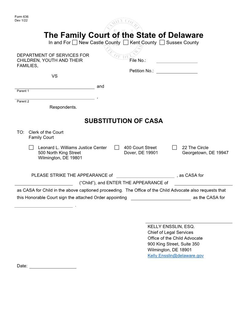 Substitution Of CASA {636} | Pdf Fpdf Docx | Delaware