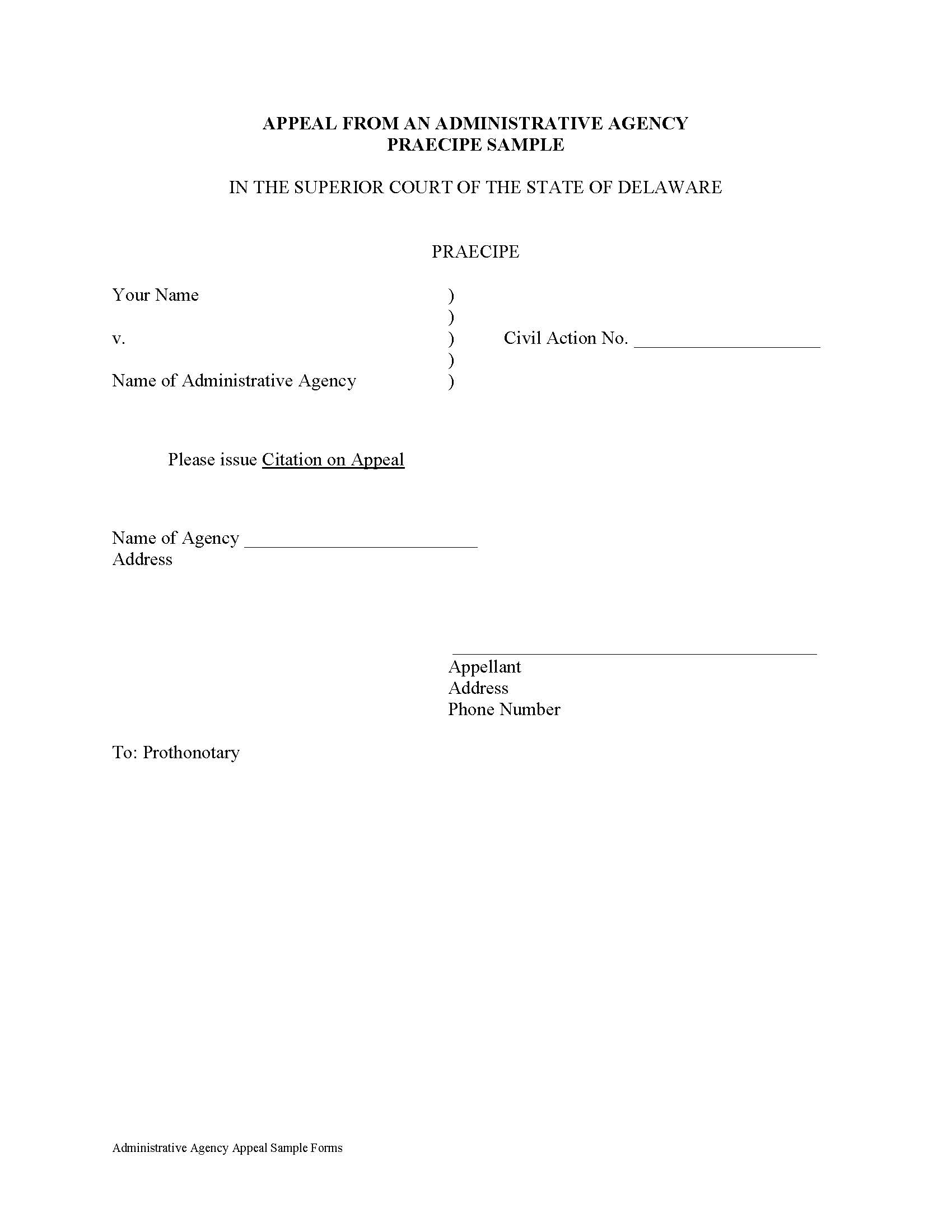 Appeal From An Administrative Agency {CIV-APP-04-A} | Pdf Fpdf Docx | Delaware