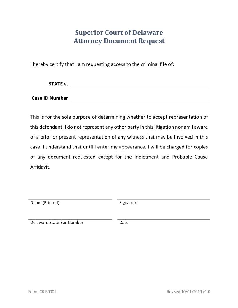 Attorney Document Request {ADM-ADM-05-A} | Pdf Fpdf Docx | Delaware