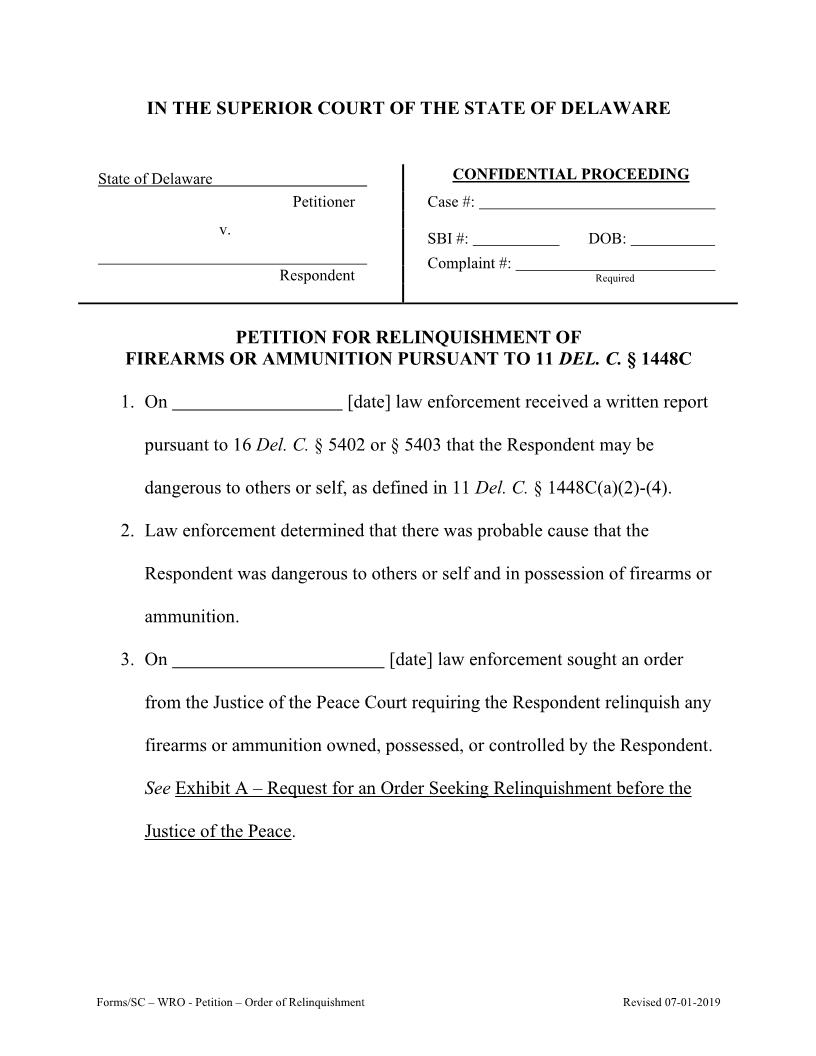 HB 302 Petition WRO {CIV_WRO_01_A} | Pdf Fpdf Docx | Delaware