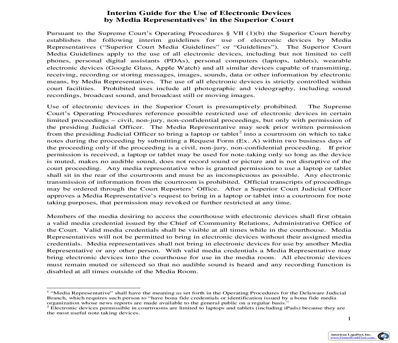 Media Electronic Devices-Form And Guidelines | Pdf Fpdf Doc Docx | Delaware