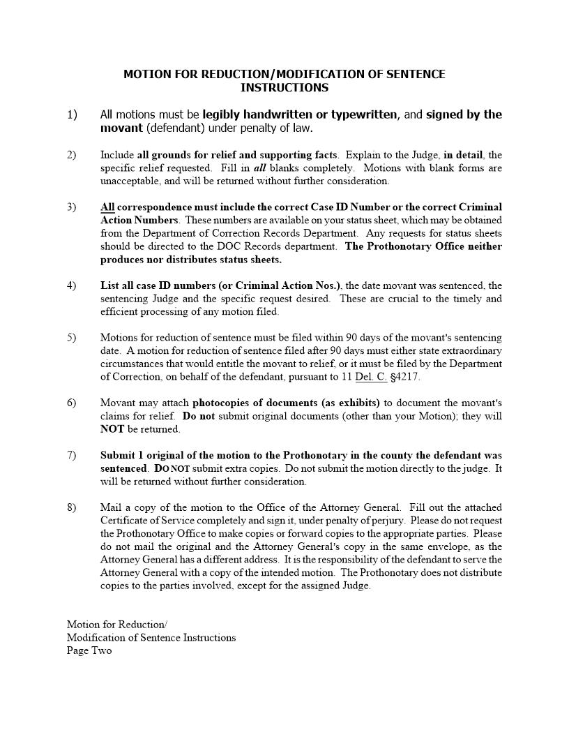 Reduction-Modification Of Sentence Motion {CRM_CRM_03_A} | Pdf Fpdf Docx | Delaware