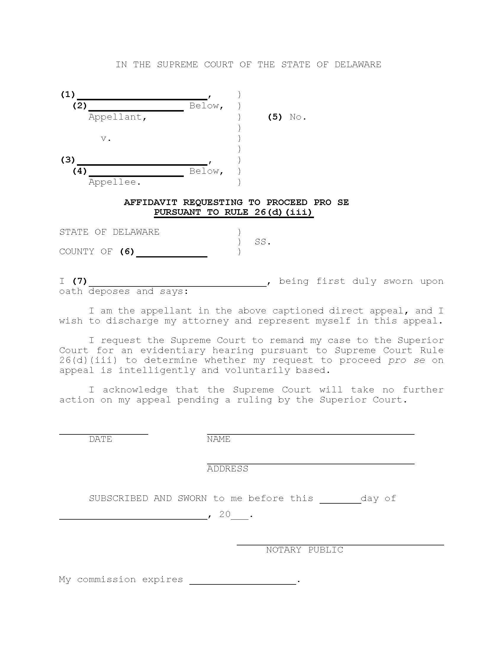 26(d)(iii) Affidavit | Pdf Fpdf Docx | Delaware