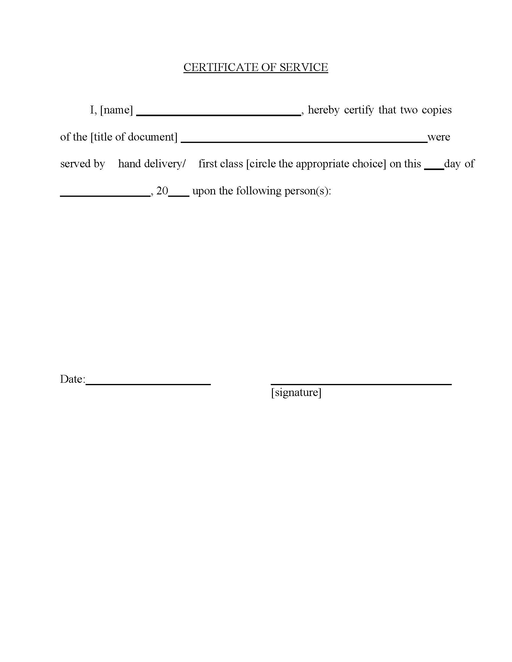 Certificate Of Service (Supreme Court) | Pdf Fpdf Doc Docx | Delaware