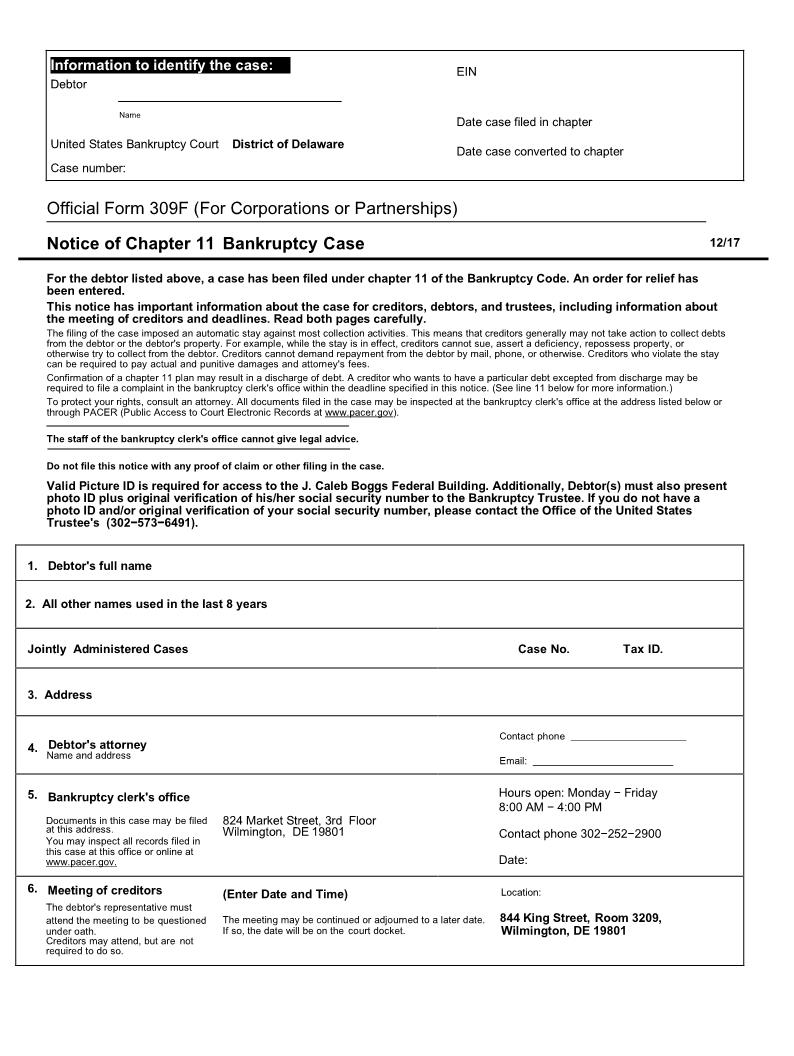 341 Notice (Notice Of Commencement Of Case)-Chapter 11 Cases {132} | Pdf Fpdf Docx | Delaware