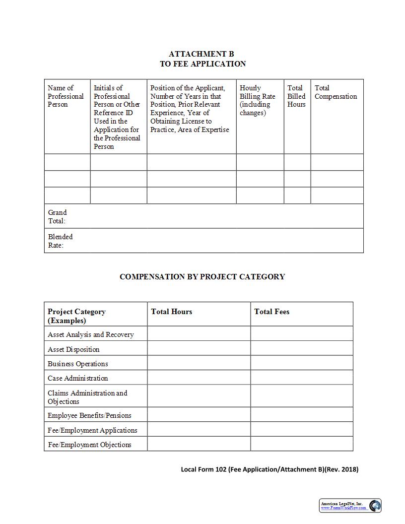 Attachment B To Fee Application {102} | Pdf Fpdf Docx | Delaware