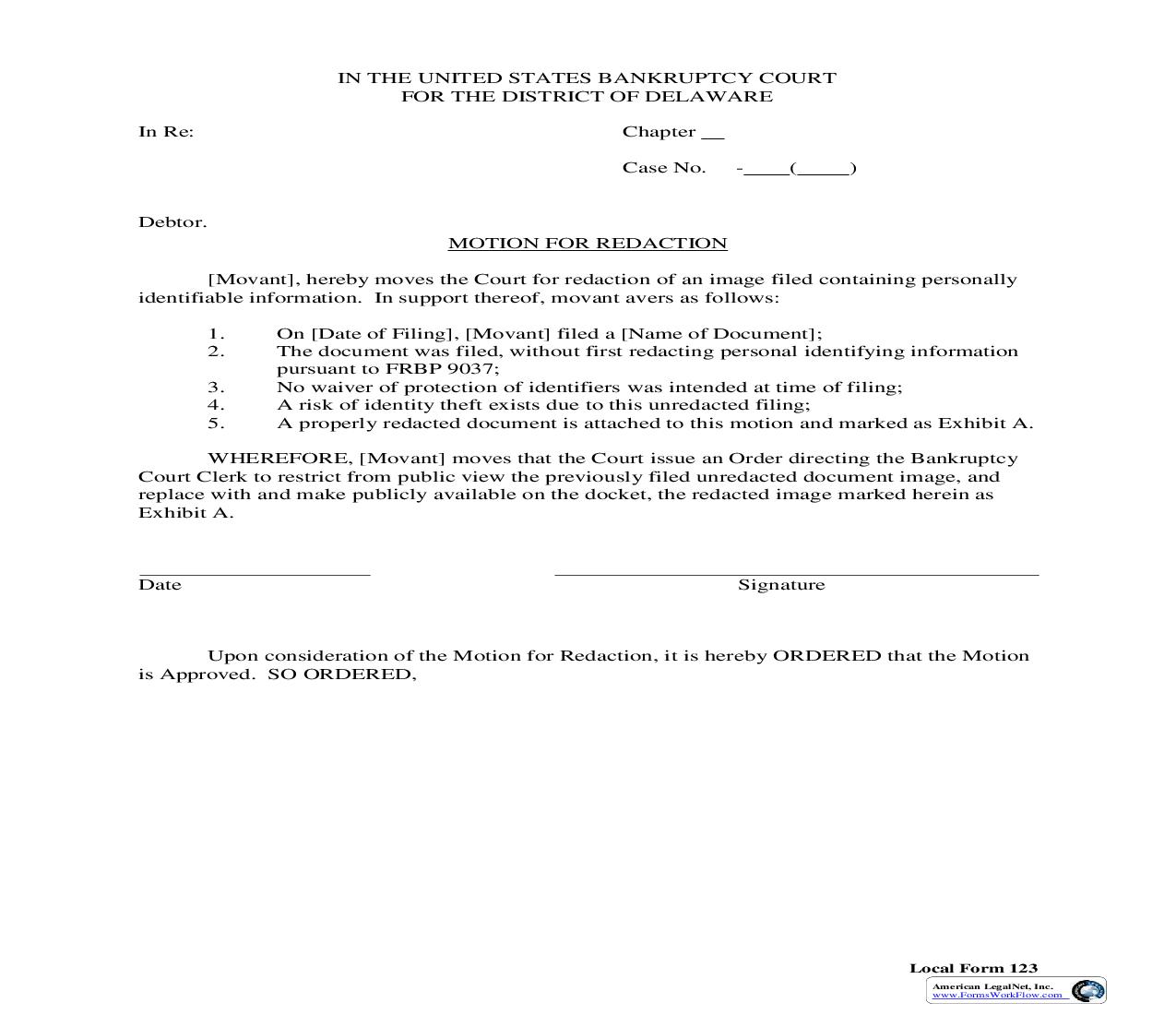 Movant Motion For Redaction {123} | Pdf Fpdf Doc Docx | Delaware