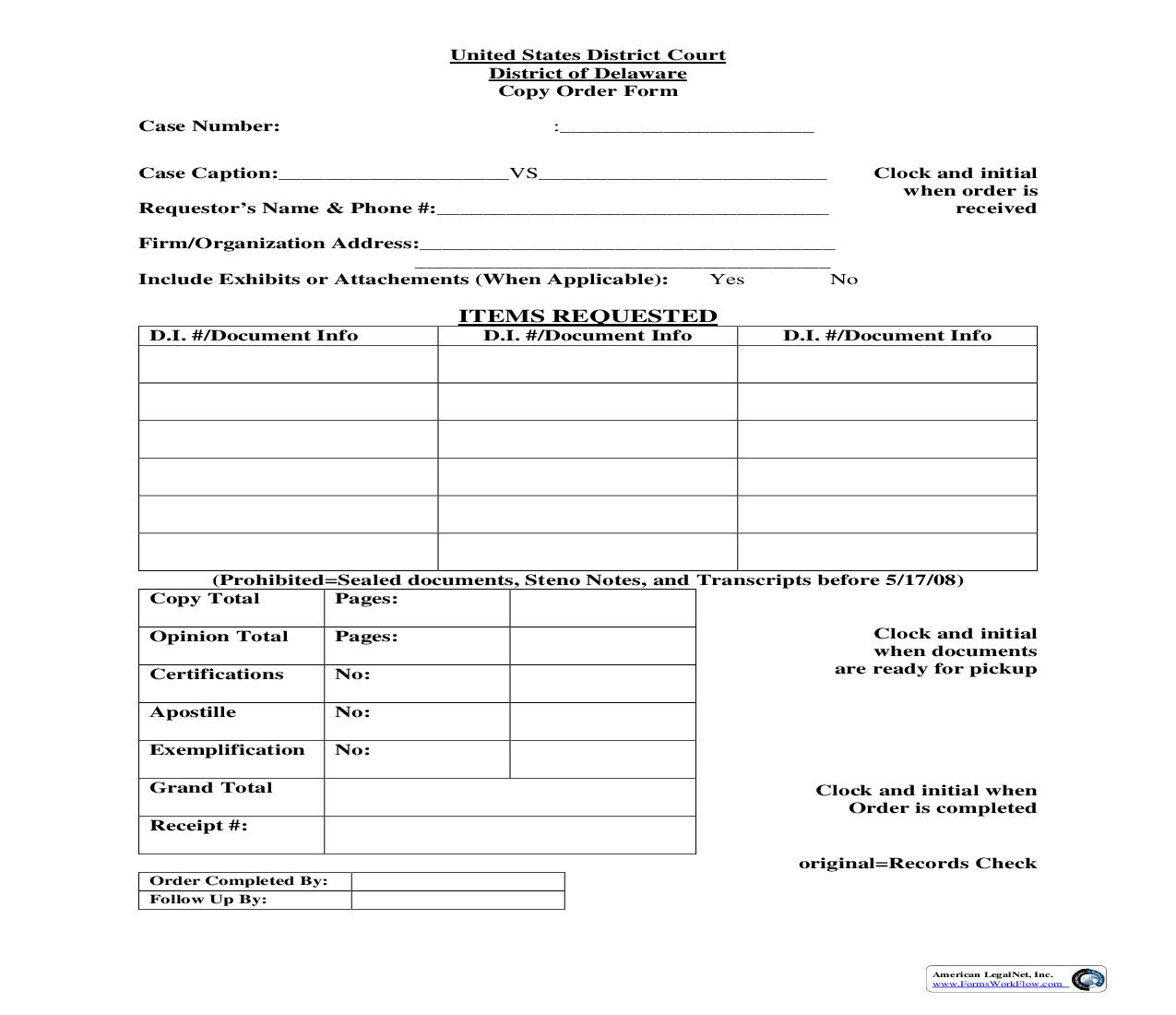 Copy Order Form | Pdf Fpdf Doc Docx | Delaware