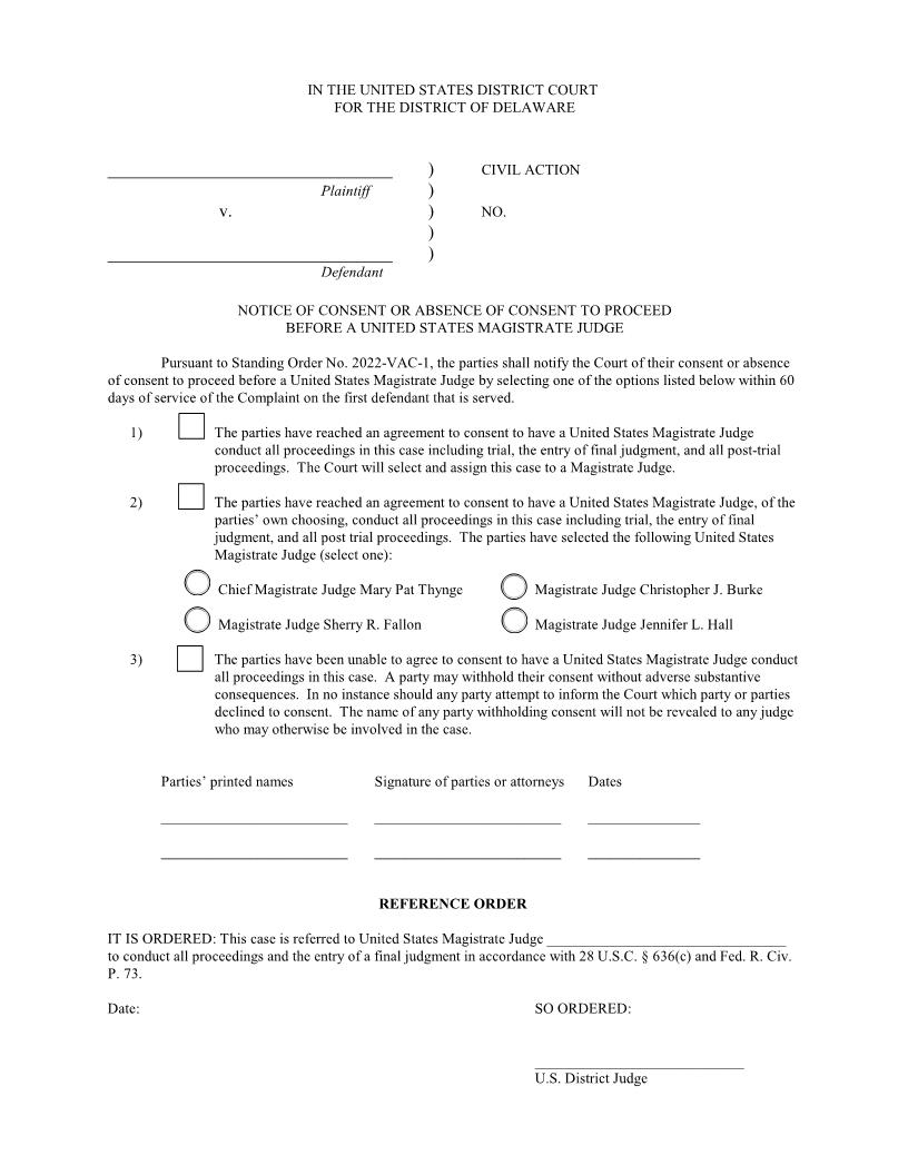 VAC Consent Form Magistrate | Pdf Fpdf Docx | Delaware