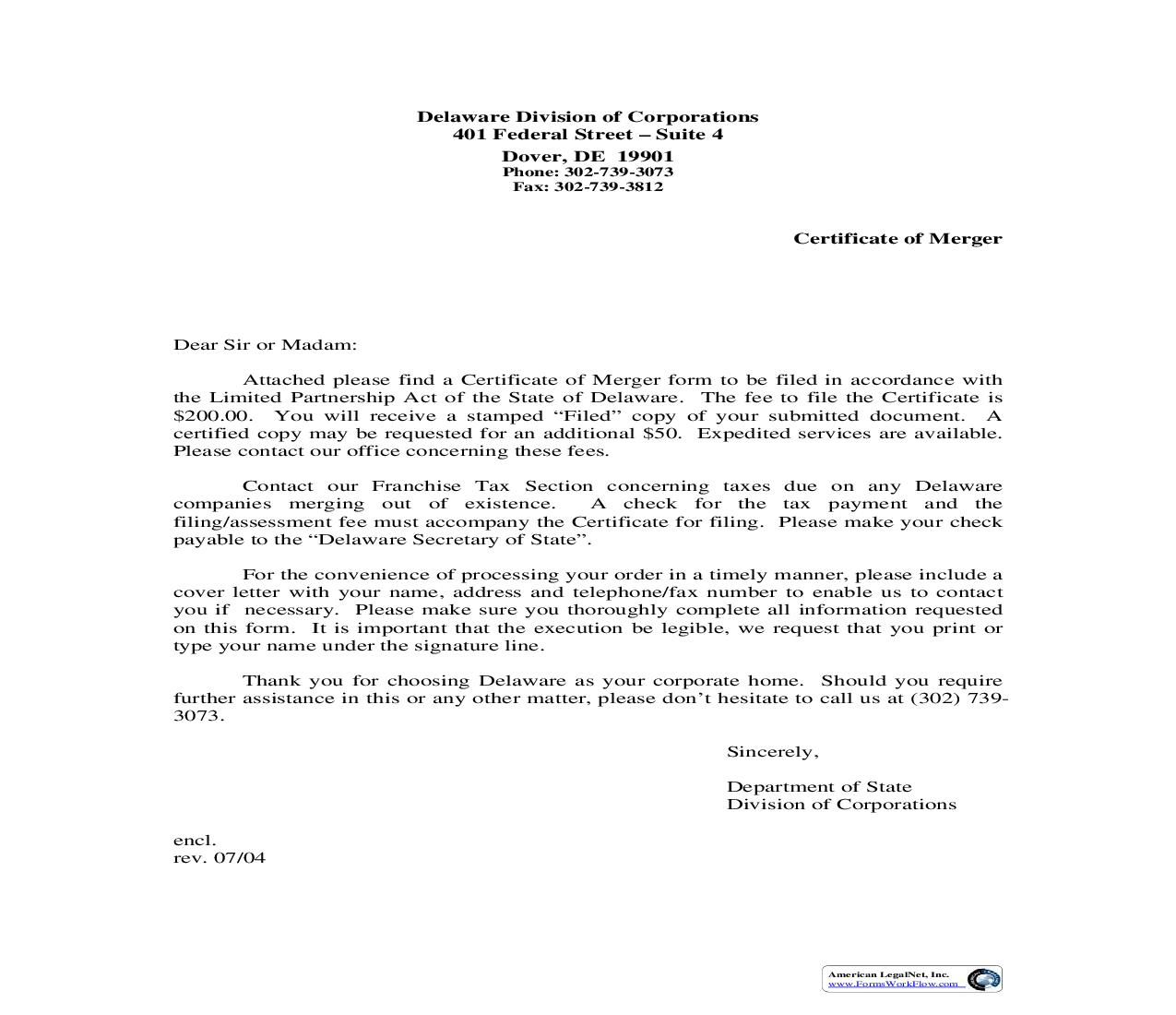 Certificate Of Merger Of Domestic Limited Partnership Into Foreign Limited Partnership | Pdf Fpdf Doc Docx | Delaware