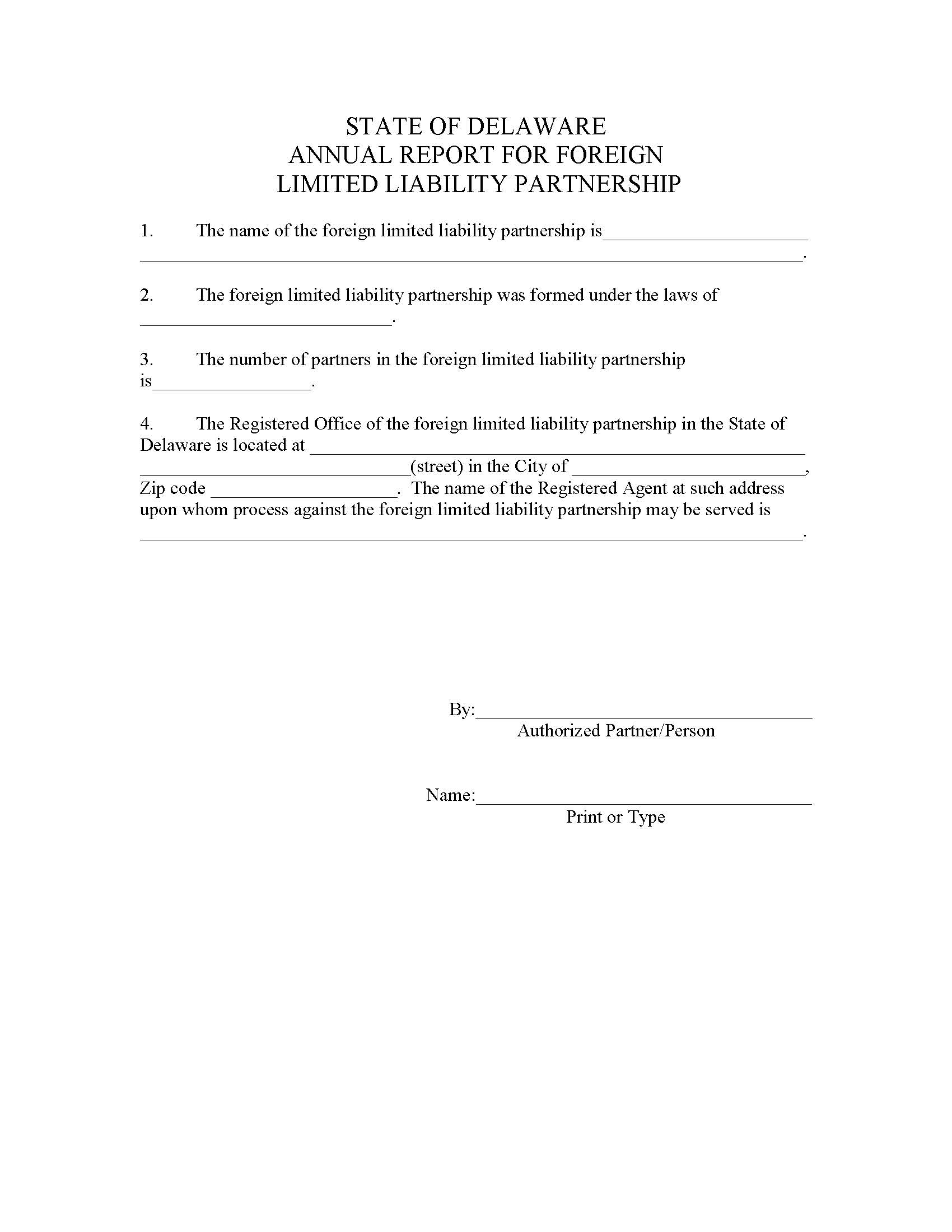 Foreign LLP Annual Report | Pdf Fpdf Docx | Delaware