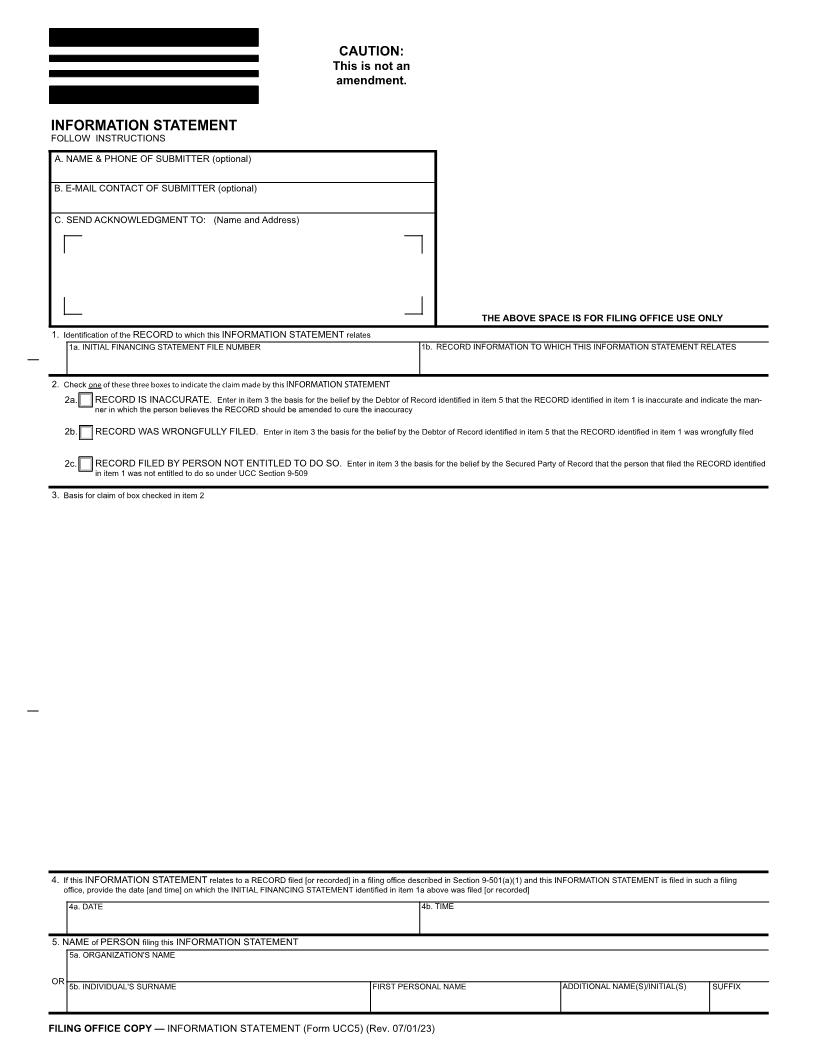 Information Statement {UCC5} | Pdf Fpdf Doc Docx | Delaware