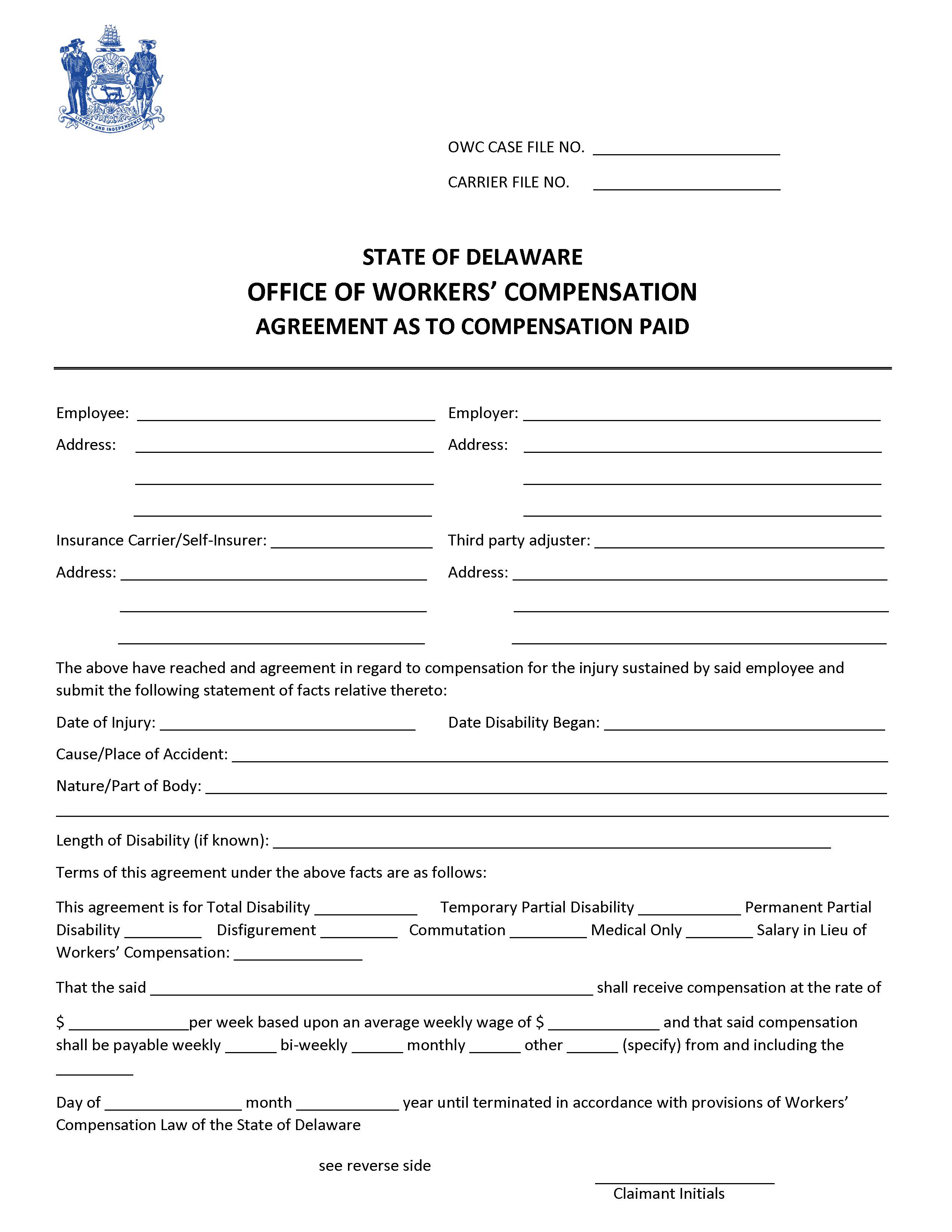 Agreement As To Compensation Paid | Pdf Fpdf Doc Docx | Delaware
