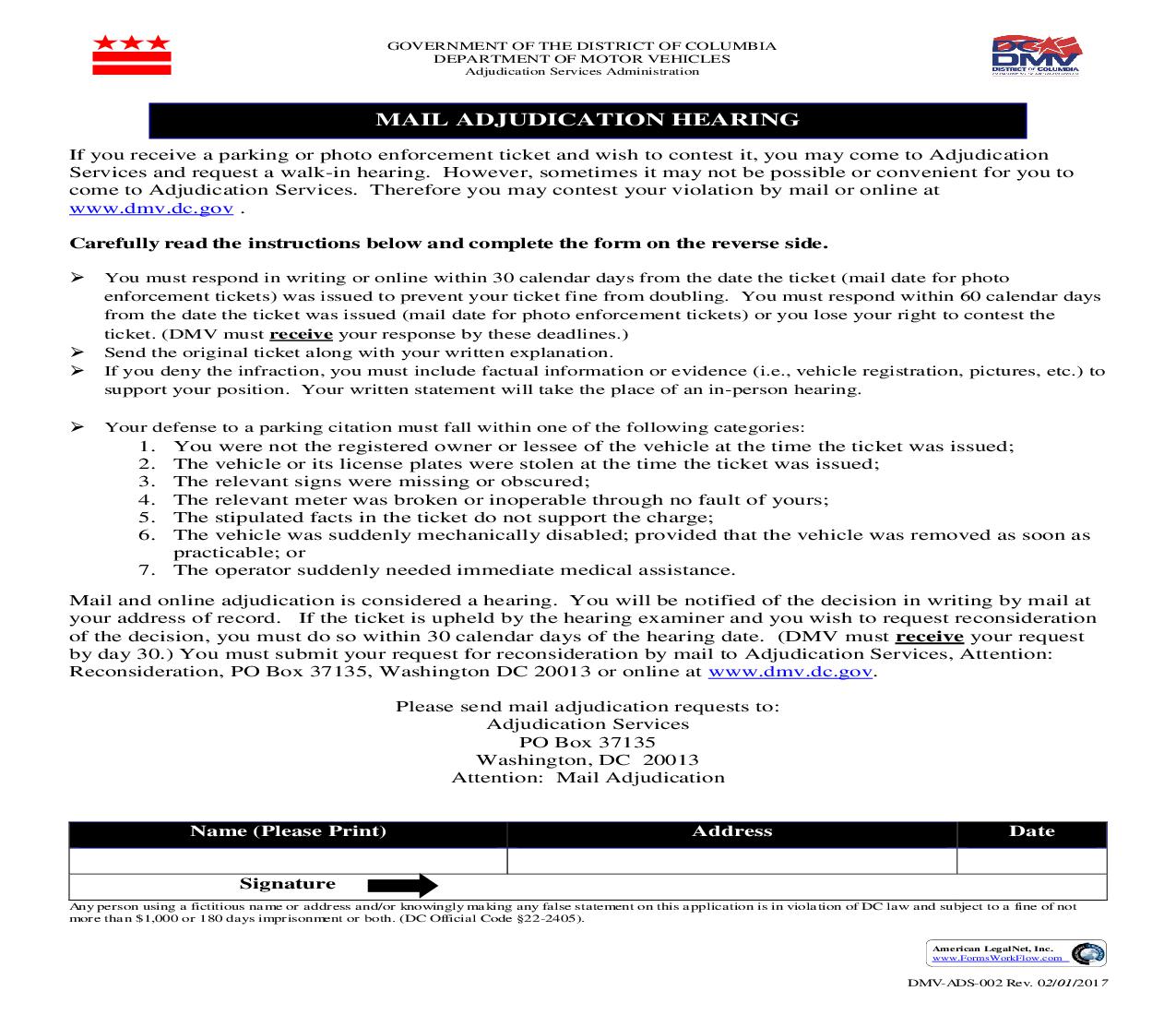 Mail Adjudication | Pdf Fpdf Doc Docx | District Of Columbia