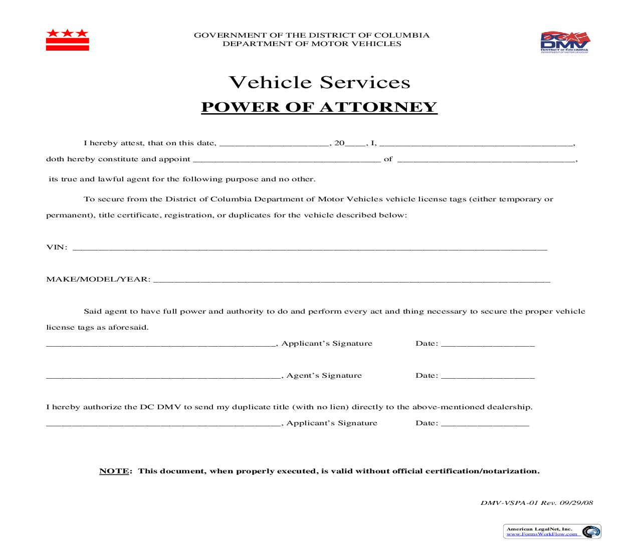Power Of Attorney | Pdf Fpdf Doc Docx | District Of Columbia