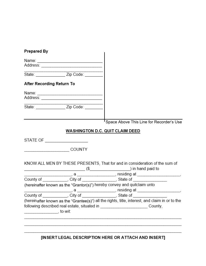 Quitclaim Deed | Pdf Fpdf Docx | District Of Columbia